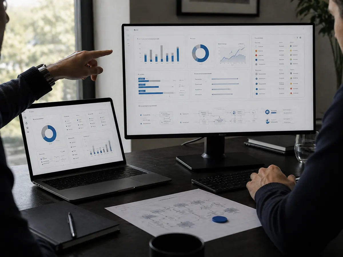 Dashboard operativa condivisa durante una revisione manageriale.